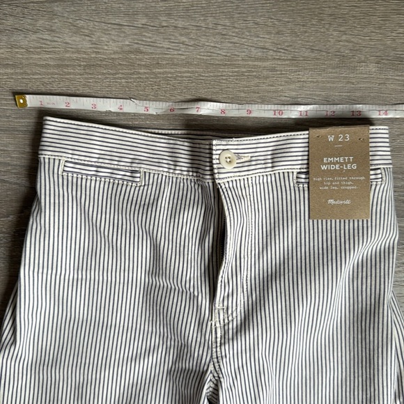 NEW Madewell Emmett Wide-Leg Crop Pant Yarn-Dyed Stripe: Welt Pocket Edition 23 - Picture 7 of 12